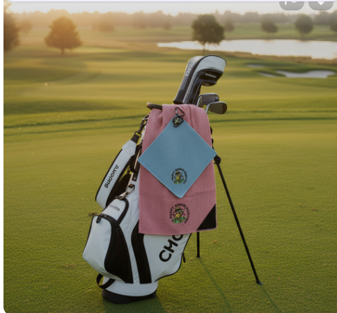 Magnetic Towel Sets with Scrubby on Cart Towel – 2-Piece Golf Towel Set