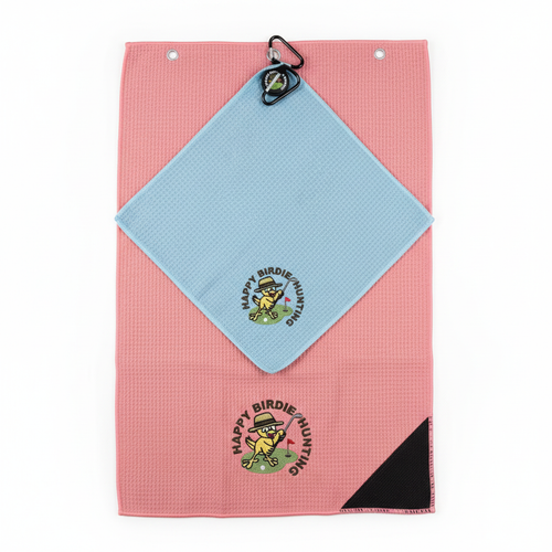 Golf Towel 2-Piece Set – Magnetic Cart & Greens Towels - Happy Birdie Hunting